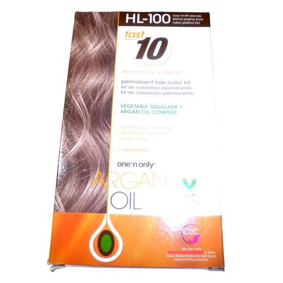One 'n Only Argan OilFast 10 Permanent Hair Color Kit HL-100 Cool Hi-Lift Blonde - Picture 1 of 5